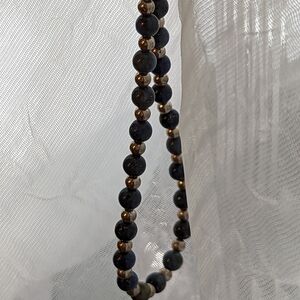 💙 Beaded Blue Gem and 925 silver  necklace lobster clasp 10" necklace